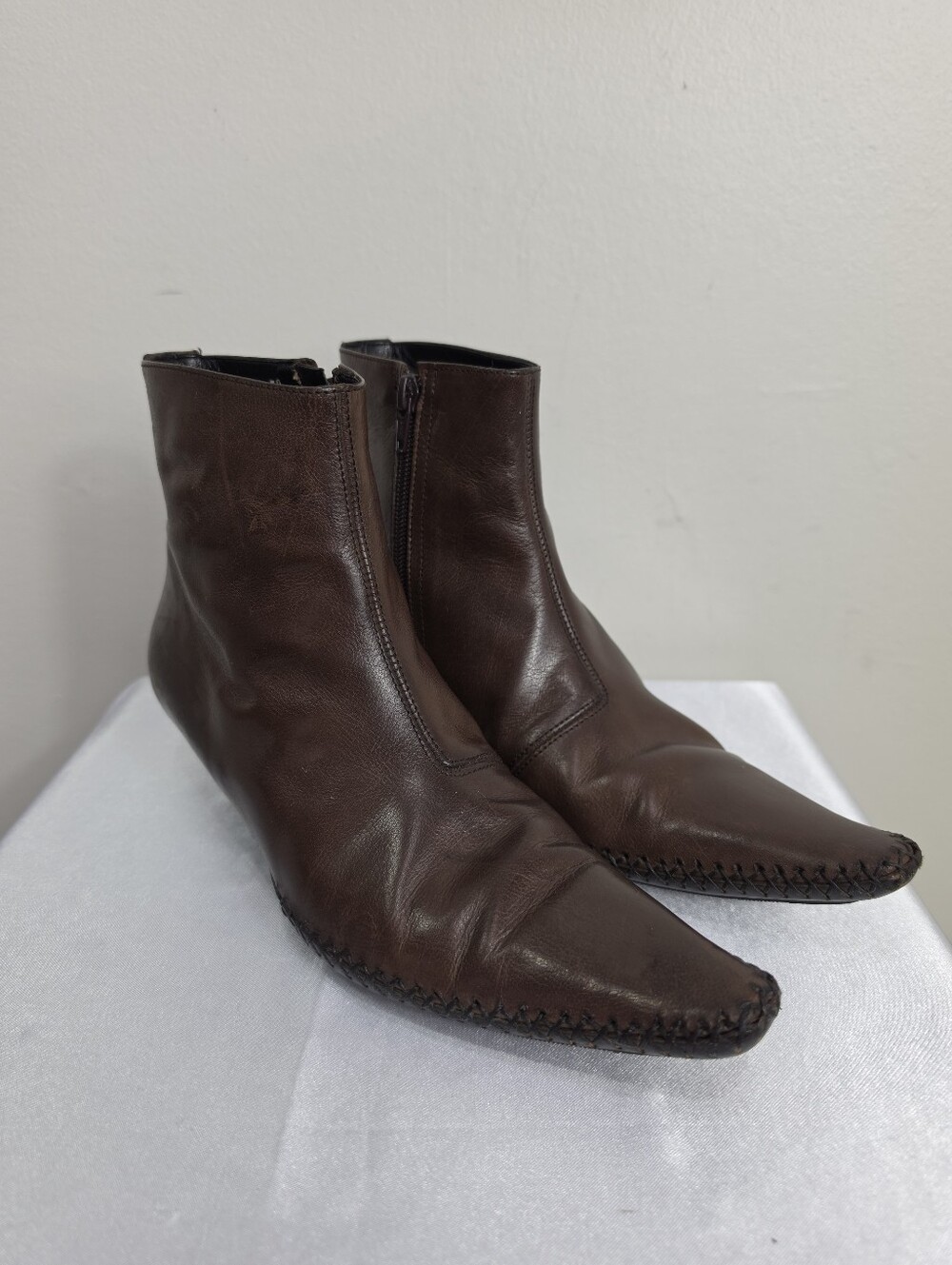 Patrick Cox Dark Brown Leather Pointed Ankle Booties